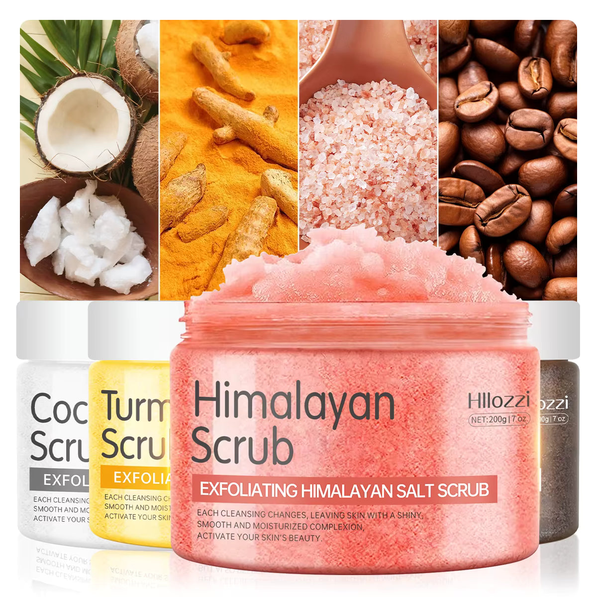 Hllozzi |Himalaya Zout Body Scrub Exfoliërende Diepe Reiniging Kurkuma